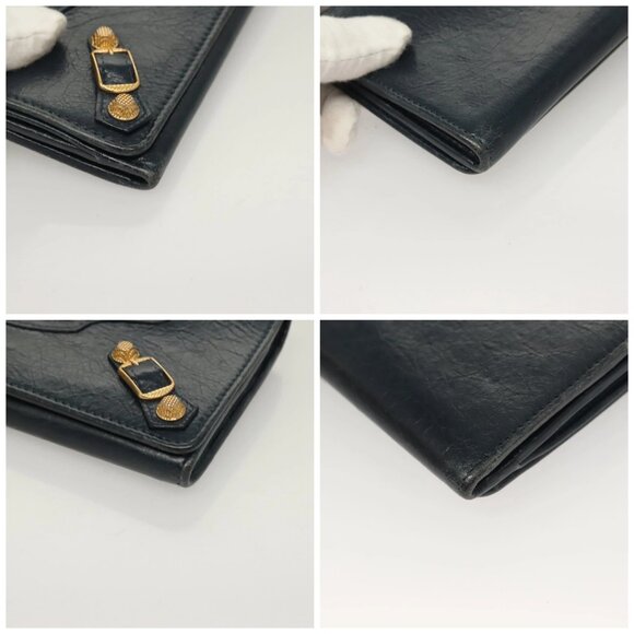 BALENCIAGA Giant Money Long Wallet Leather Navy - Picture 16 of 16